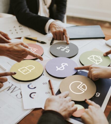 Business people discussing financial growth