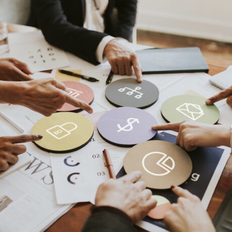 Business people discussing financial growth