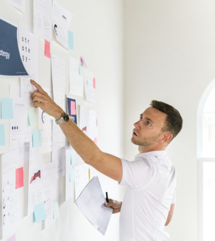 Businessman checking a marketing plan