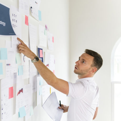Businessman checking a marketing plan