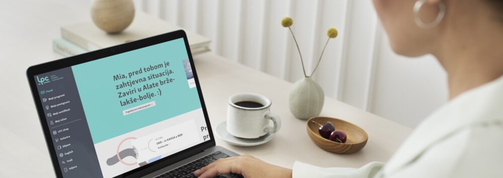 Woman using a laptop mockup
