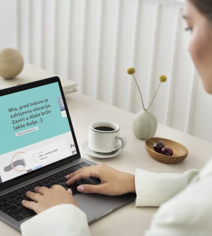 Woman using a laptop mockup