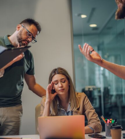 Stressed,Overwhelmed,Business,Colleagues,Feeling,Tired,At,Corporate,Meeting.,Business